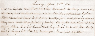 25 April 1880 journal entry